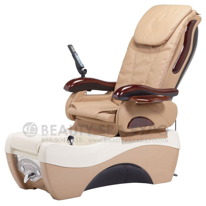 Chocolate 777 Pedicure Chair Beige Chair, Almond / Coffee Base