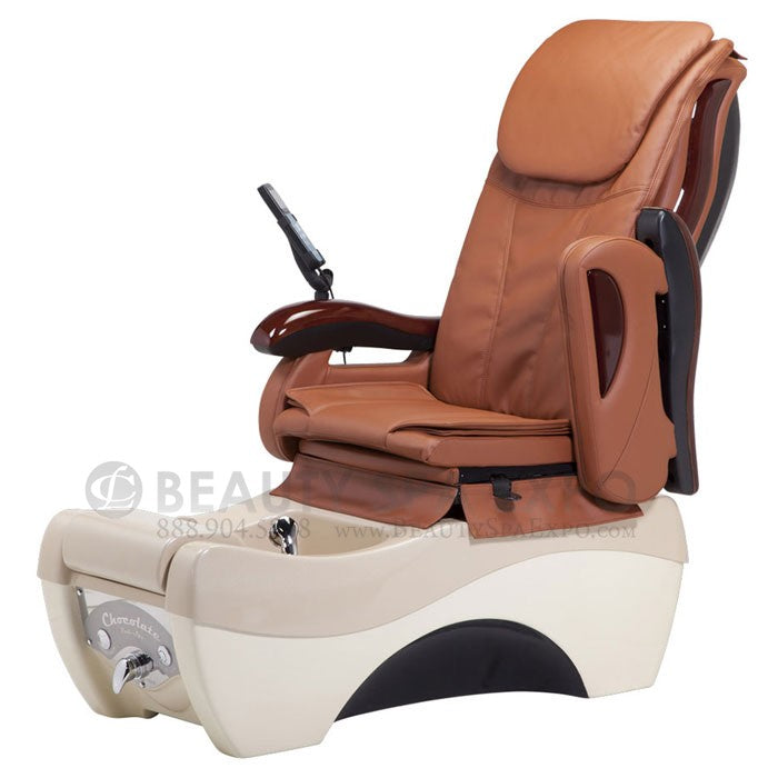Chocolate 777 Pedicure Chair Mission Tile Chair, Almond / Coffee Base